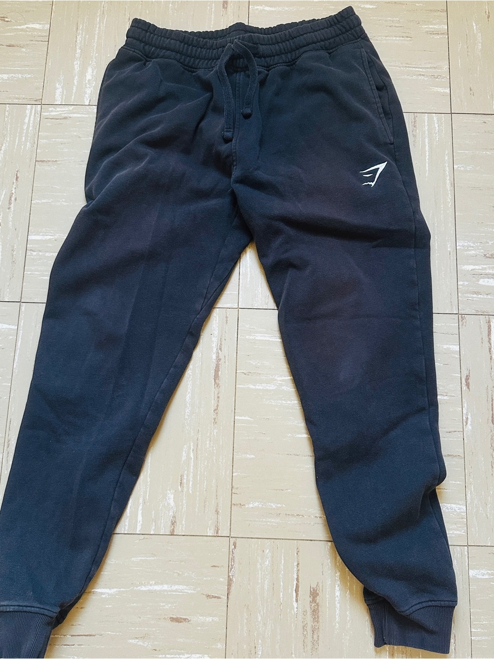 Gymshark Men’s Black Slim Tapered Joggers with White Logo